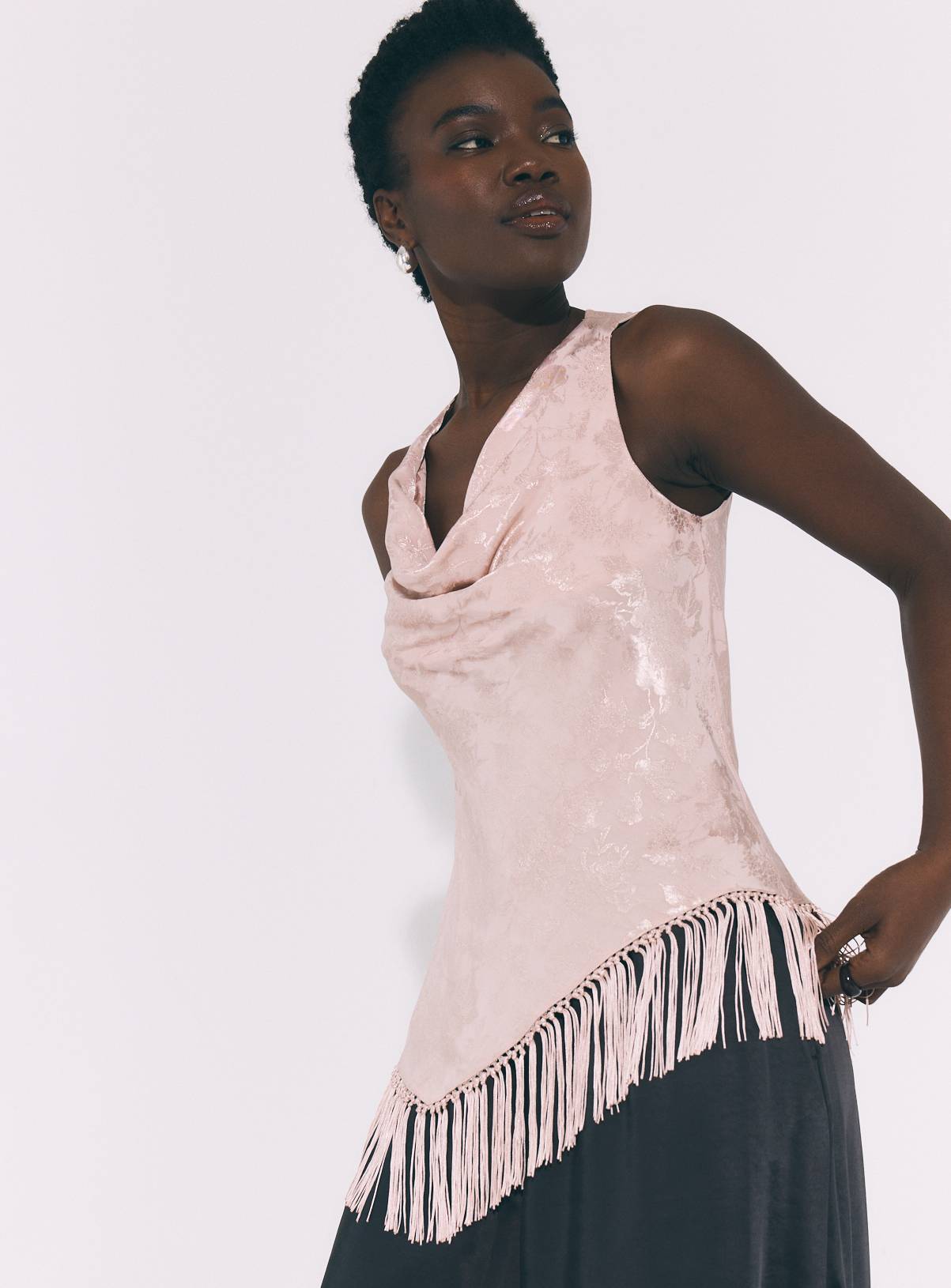 Jacquard Fringe Asymmetric Top 20 - Image 1